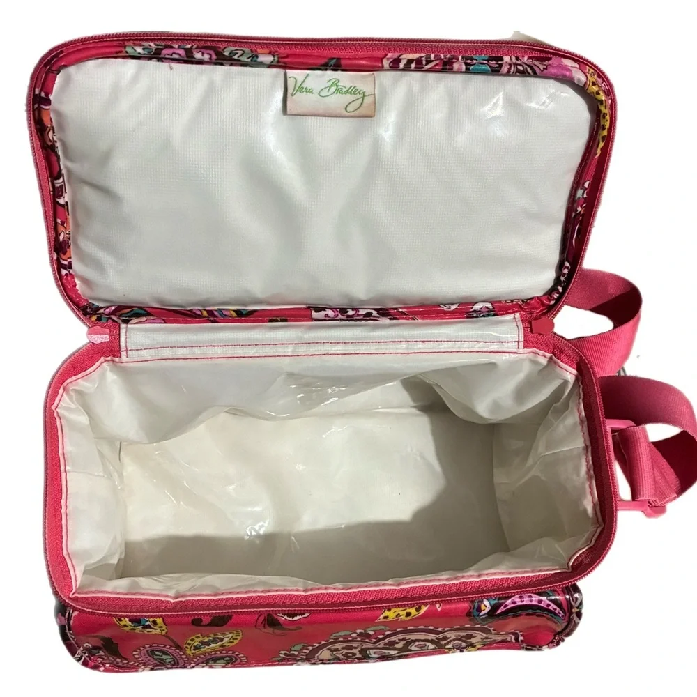 Vera Bradley Call Me Coral Insulated Crossbody Lunch Tote Bag Pink Paisley 10X5”